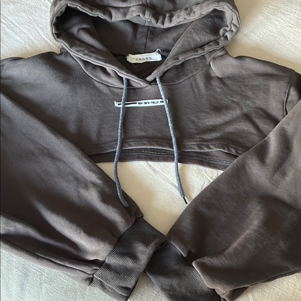 Crown Brown Cropped Hoodie - Picture 3 of 6